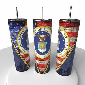 Air Force Skinny Steel Tumbler with Straw