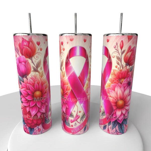 “Breast Cancer Awareness" Skinny Steel Tumbler with Straw - Creative Works Crafts