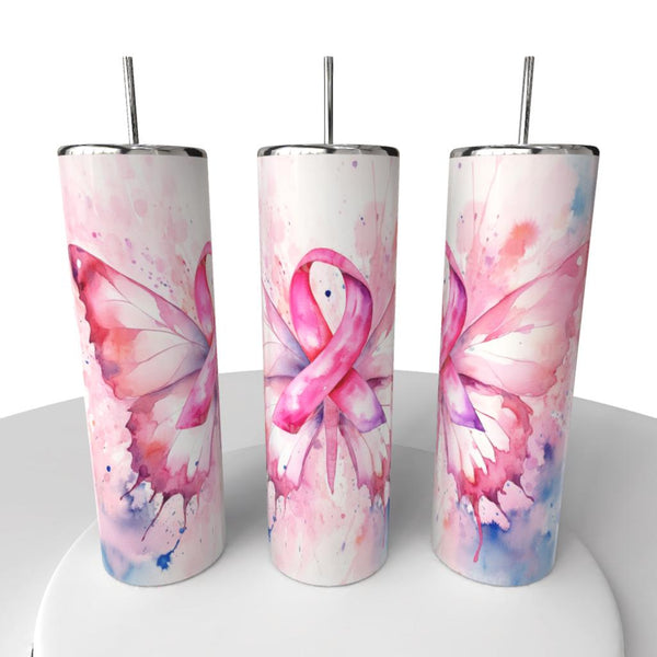 “Breast Cancer Awareness" Skinny Steel Tumbler with Straw - Creative Works Crafts