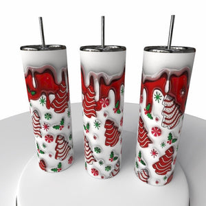 Christmas Trees Skinny Steel Tumbler with Straw