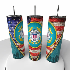 Coast Guard Skinny Steel Tumbler with Straw