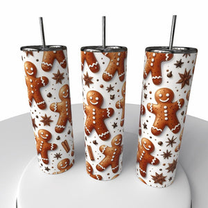 Gingerbread Man Skinny Steel Tumbler with Straw