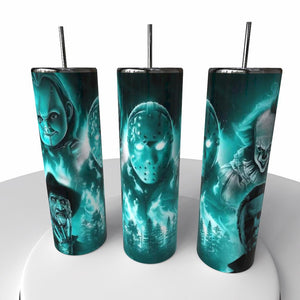 Halloween Glow in the Dark Skinny Steel Tumbler with Straw