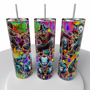 Horror Movie Skinny Steel Tumbler with Straw