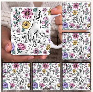 Personalized Birth Flower Hands Mug – 11oz