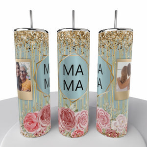 Personalized Mama “2 Photos” 20oz Tumbler with Straw