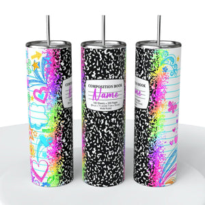 Personalized Notebook Double Wall Skinny Steel Tumbler with Straw