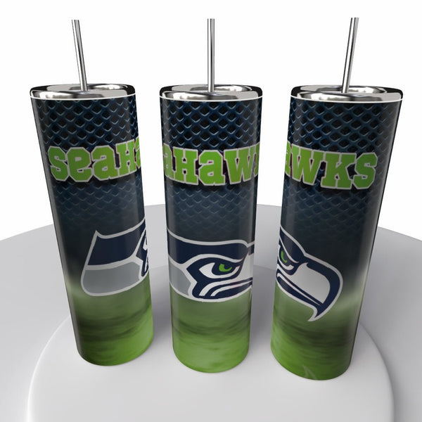 Smoke Logo Sports NFL Skinny Steel Tumbler with Straw, 20oz - Creative Works Crafts