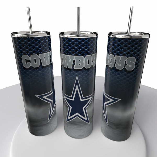 Smoke Logo Sports NFL Skinny Steel Tumbler with Straw, 20oz - Creative Works Crafts