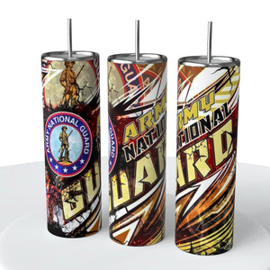Army National Guard Skinny Steel Tumbler with Straw
