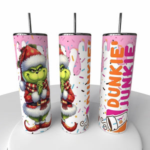 Dunkie Junkie Christmas Skinny Steel Tumbler with Straw