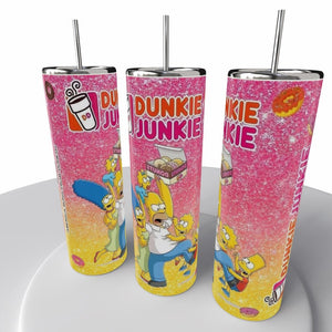 Dunkie Junkie Skinny Steel Tumbler with Straw, 20oz