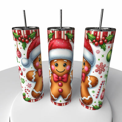 Gingerbread Man Skinny Steel Tumbler with Straw - Creative Works Crafts