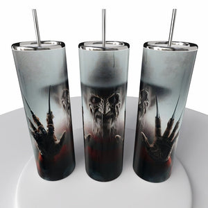 Horror Movie Glow in the Dark Skinny Steel Tumbler with Straw