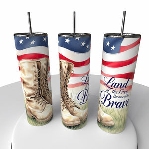Land of the Free Skinny Steel Tumbler with Straw