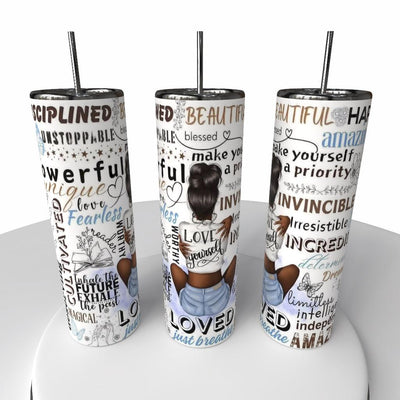 Love Yourself Skinny Steel Tumbler with Straw - Creative Works Crafts