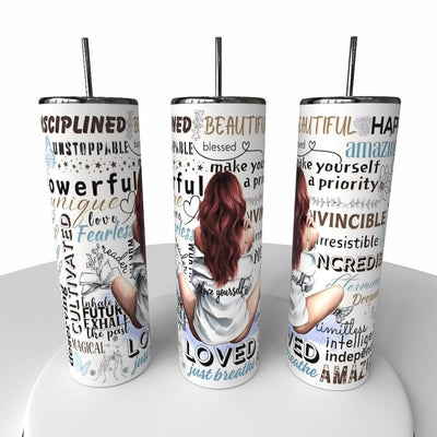 Love Yourself Skinny Steel Tumbler with Straw - Creative Works Crafts