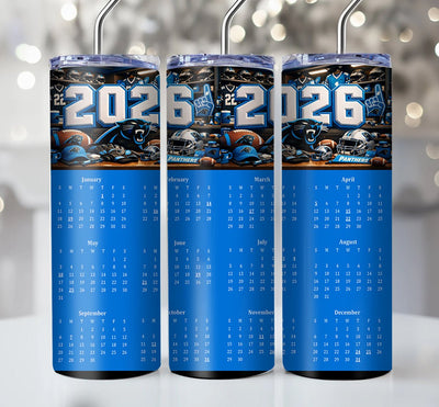 NFL 2026 Calendar Skinny Steel Tumbler with Straw, 20oz - Creative Works Crafts