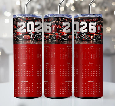 NFL 2026 Calendar Skinny Steel Tumbler with Straw, 20oz - Creative Works Crafts