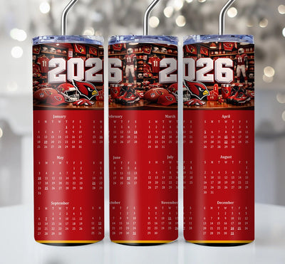 NFL 2026 Calendar Skinny Steel Tumbler with Straw, 20oz - Creative Works Crafts