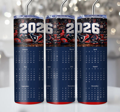 NFL 2026 Calendar Skinny Steel Tumbler with Straw, 20oz - Creative Works Crafts