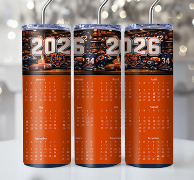 NFL 2026 Calendar Skinny Steel Tumbler with Straw, 20oz - Creative Works Crafts