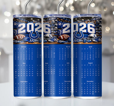 NFL 2026 Calendar Skinny Steel Tumbler with Straw, 20oz - Creative Works Crafts