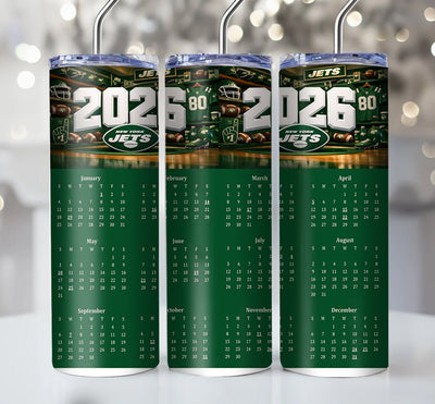 NFL 2026 Calendar Skinny Steel Tumbler with Straw, 20oz - Creative Works Crafts