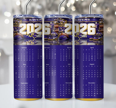 NFL 2026 Calendar Skinny Steel Tumbler with Straw, 20oz - Creative Works Crafts