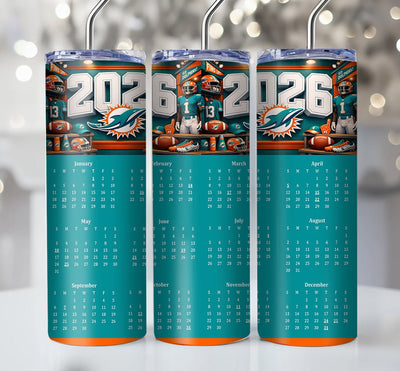 NFL 2026 Calendar Skinny Steel Tumbler with Straw, 20oz - Creative Works Crafts