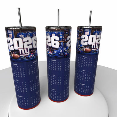 NFL 2026 Calendar Skinny Steel Tumbler with Straw, 20oz - Creative Works Crafts