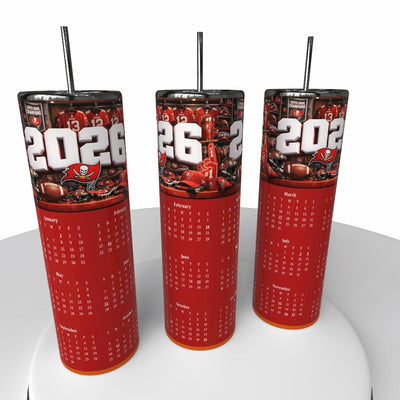 NFL 2026 Calendar Skinny Steel Tumbler with Straw, 20oz - Creative Works Crafts