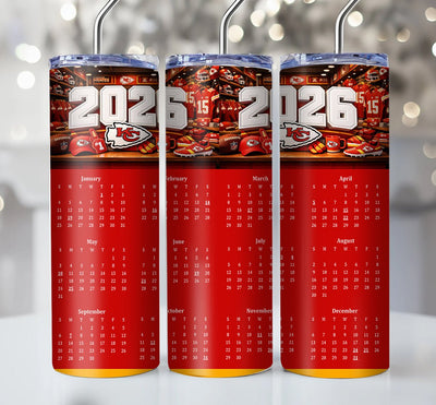 NFL 2026 Calendar Skinny Steel Tumbler with Straw, 20oz - Creative Works Crafts