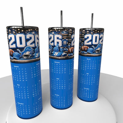 NFL 2026 Calendar Skinny Steel Tumbler with Straw, 20oz - Creative Works Crafts