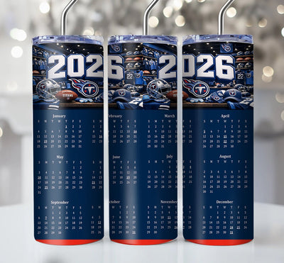 NFL 2026 Calendar Skinny Steel Tumbler with Straw, 20oz - Creative Works Crafts
