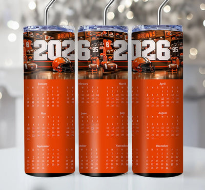 NFL 2026 Calendar Skinny Steel Tumbler with Straw, 20oz - Creative Works Crafts