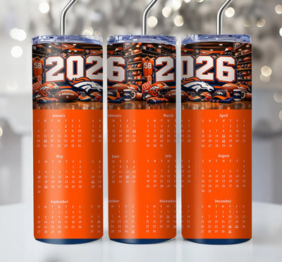 NFL 2026 Calendar Skinny Steel Tumbler with Straw, 20oz - Creative Works Crafts