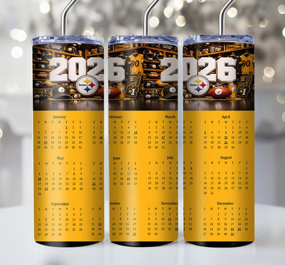 NFL 2026 Calendar Skinny Steel Tumbler with Straw, 20oz - Creative Works Crafts