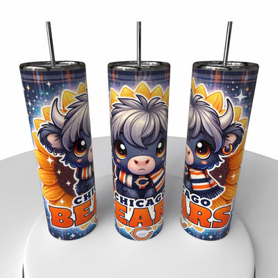 NFL Highland Cow Skinny Steel Tumbler with Straw, 20oz - Creative Works Crafts