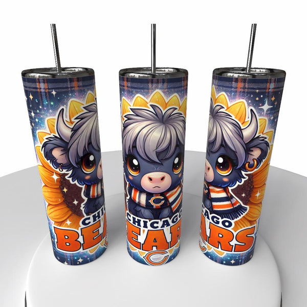 NFL Highland Cow Skinny Steel Tumbler with Straw, 20oz - Creative Works Crafts