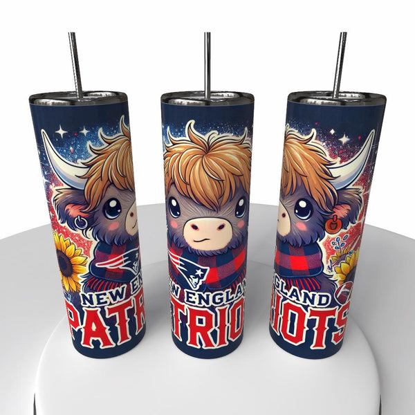 NFL Highland Cow Skinny Steel Tumbler with Straw, 20oz - Creative Works Crafts