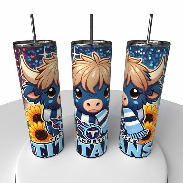 NFL Highland Cow Skinny Steel Tumbler with Straw, 20oz - Creative Works Crafts
