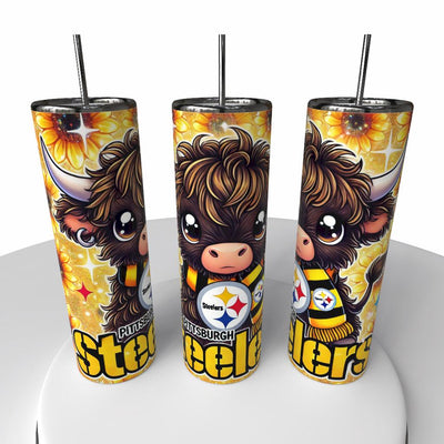 NFL Highland Cow Skinny Steel Tumbler with Straw, 20oz - Creative Works Crafts