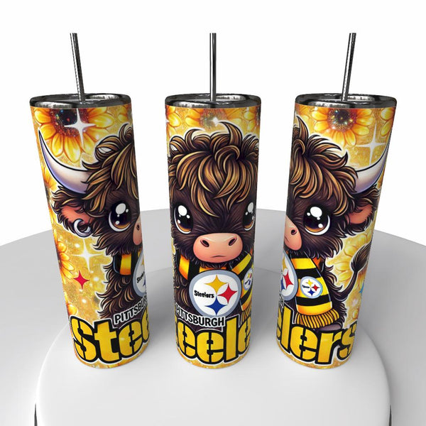 NFL Highland Cow Skinny Steel Tumbler with Straw, 20oz - Creative Works Crafts