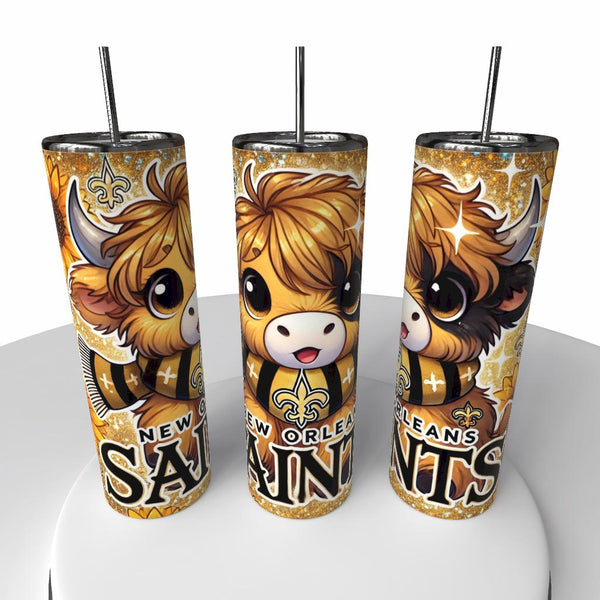 NFL Highland Cow Skinny Steel Tumbler with Straw, 20oz - Creative Works Crafts