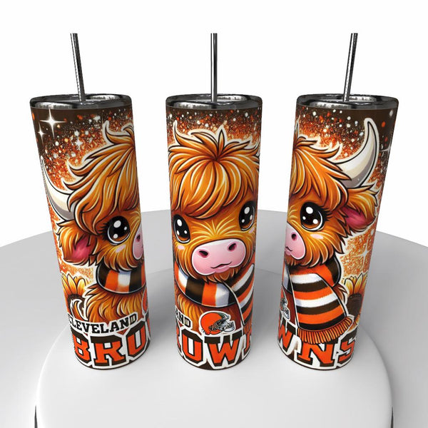 NFL Highland Cow Skinny Steel Tumbler with Straw, 20oz - Creative Works Crafts