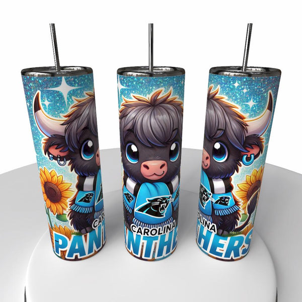 NFL Highland Cow Skinny Steel Tumbler with Straw, 20oz - Creative Works Crafts