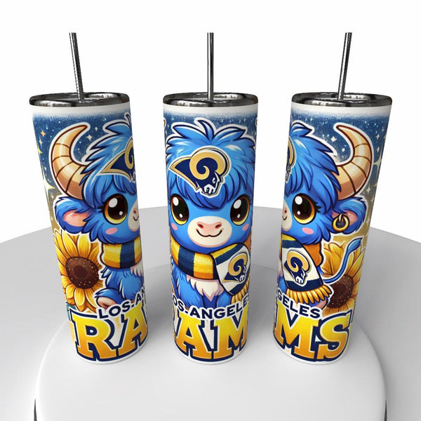 NFL Highland Cow Skinny Steel Tumbler with Straw, 20oz - Creative Works Crafts