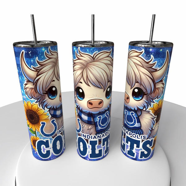 NFL Highland Cow Skinny Steel Tumbler with Straw, 20oz - Creative Works Crafts