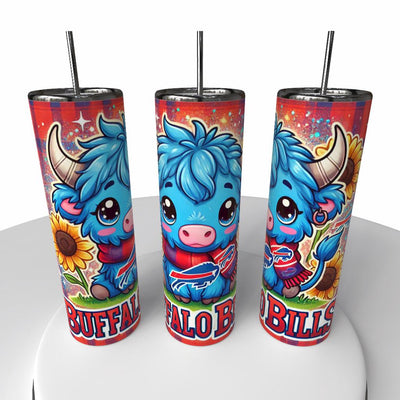 NFL Highland Cow Skinny Steel Tumbler with Straw, 20oz - Creative Works Crafts